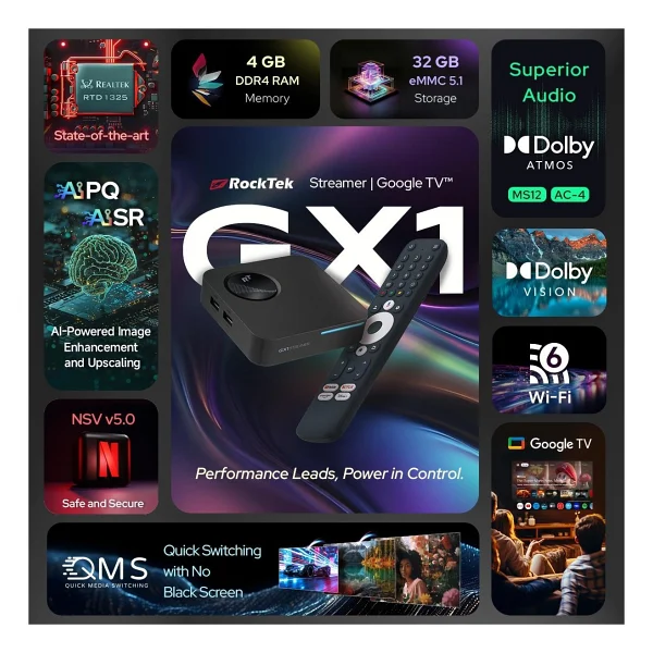 RockTek GX1-AI 32 GB 4K Android Tv Box - Görsel 6