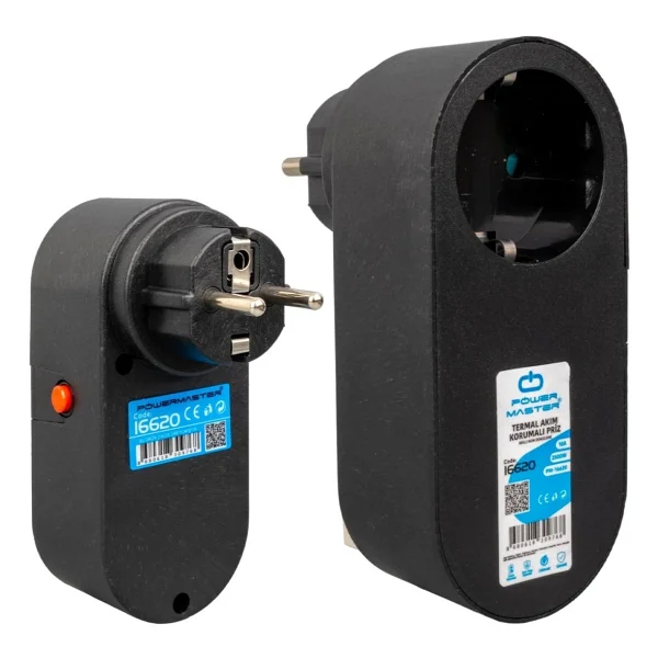 Powermaster Tekli Siyah Oval Kasa Termal Akım Korumalı Priz (10A-2500W) (4434) - Görsel 4