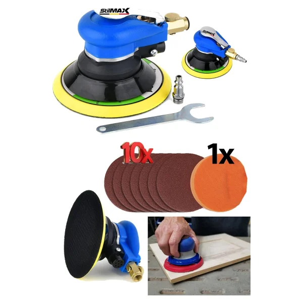 Yüksek Devirli Havalı Orbital Zımpara Polisaj Makinesi BLUE150H 150MM X10 Zımpara ve Ped Hediyeli - Görsel 3