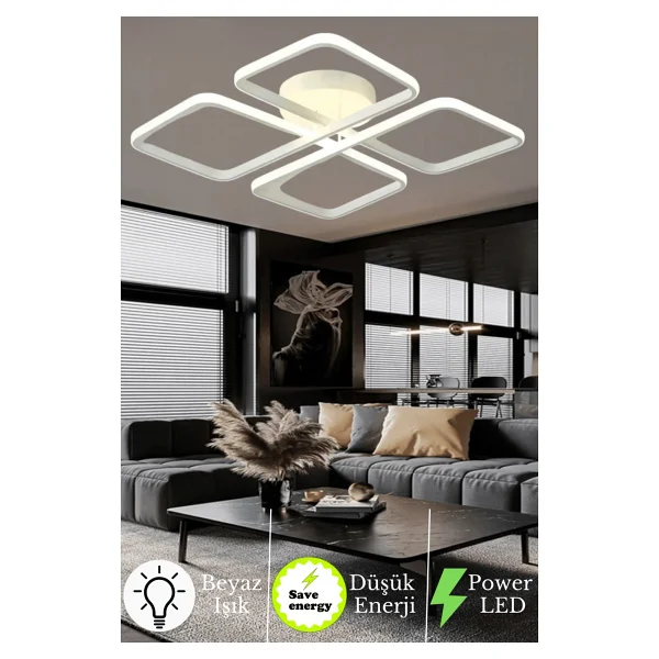 Novem Modern Plafonyer Ultra Süper Beyaz Ledli Avize Beyaz Işık - Siyah - Görsel 6