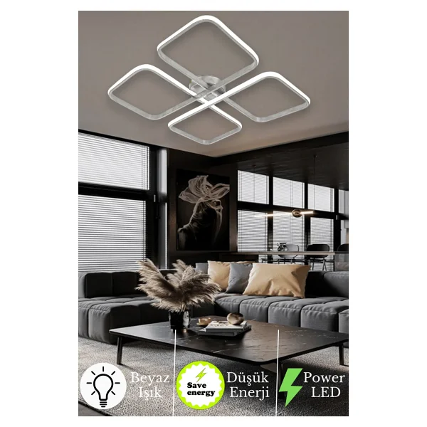 Novem Modern Plafonyer Ultra Süper Beyaz Ledli Avize Beyaz Işık - Siyah - Görsel 7