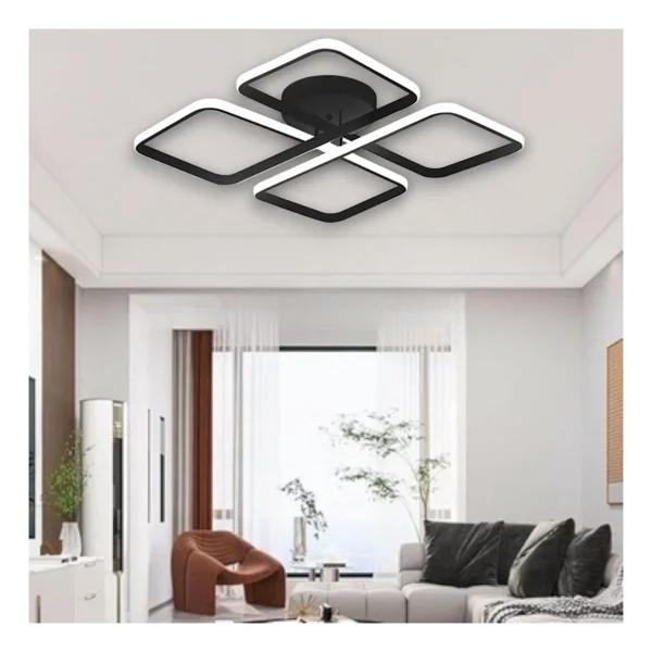 Novem Modern Plafonyer Ultra Süper Beyaz Ledli Avize Beyaz Işık - Siyah - Görsel 5