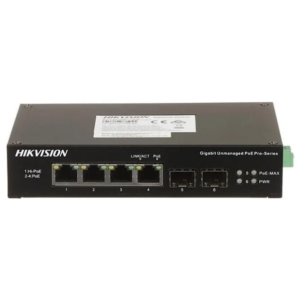 Hikvision DS-3T0506HP-E/HS(O-STD 4 Port 10/100/1000 3XGIGA PoE + 1XGIGA Hi-PoE 2 X SFP 60W Yonetılemez Switch - Görsel 2