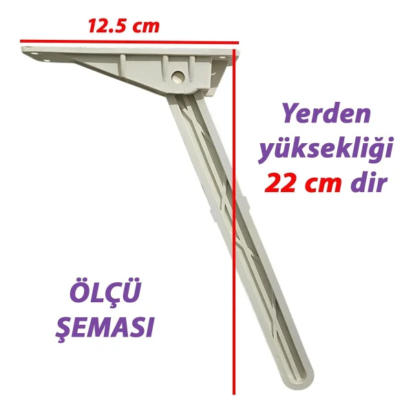 GLASWEN Katlanabilir Beyaz Yer Sofra Ayağı Katlanır Yer Sofrası Sini Altı Plastik Ayak 22 Cm - Görsel 2