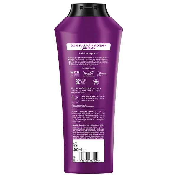Gliss Full Hair Wonder Saç Dökülmesine Karşı 400 ml Şampuan - Görsel 7