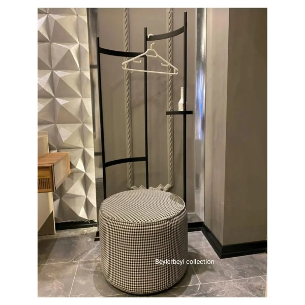 BEYLERBEYİ Puf ,kaz ayağı düz Kumaş ,makyaj Pufu Puf Sandalye Ayak Uzatma Pufu 40 Cm Yükseklik 38 çap - Görsel 4