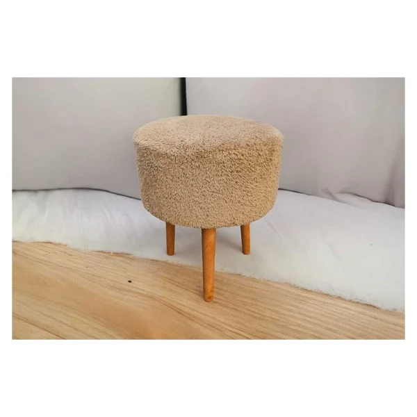 Beylerbeyi Coco Puf, Peluş,oturma Odası, Makyaj Masası Pufu - Kahverengi - Görsel 2