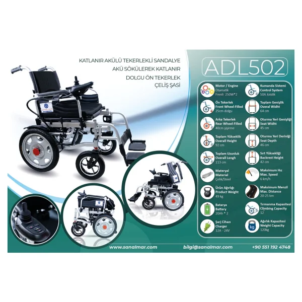 Adelsan ADL502 Akülü Tekerlekli Sandalye - Görsel 7
