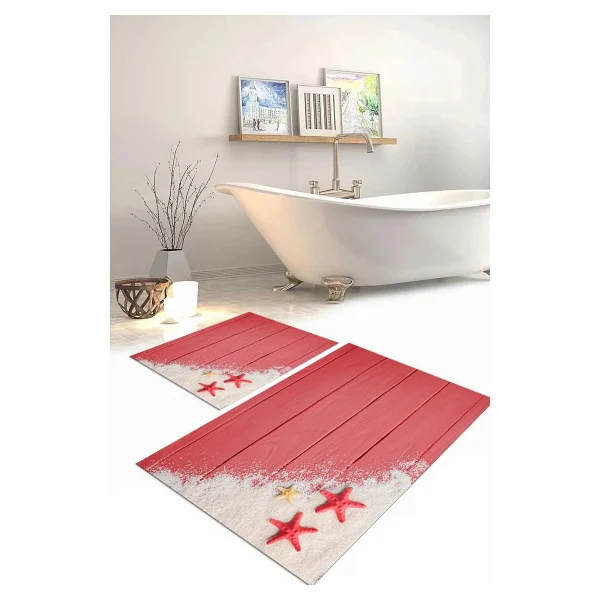 Napoli Home Dijital Baskılı Yıkanabilir Modern Deniz Yıldızı Banyo Paspası Klozet Takımı, Klozet-72-Turkuaz, - Görsel 8