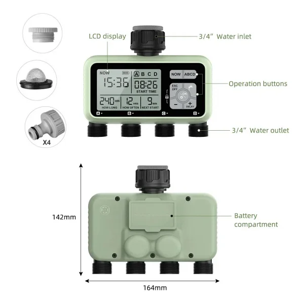 Hitit 4 Çıkışlı Elektronik Su Zamanlayıcı - Görsel 2