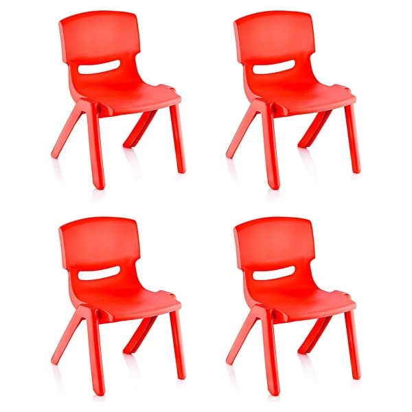 Fiore 4'Lü Set Küçük Şirin Çocuk Sandalyesi Kırmızı - Görsel 3