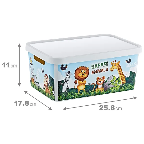 Smartware Stafi Desenli Çok Amaçlı Kapaklı Kutu 4,5 Lt - Safari - Görsel 2