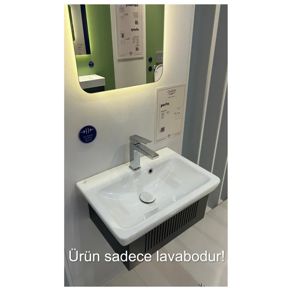 Turkuaz Seramik Cerastyle Porto 55x38 cm Etajerli Lavabo - Görsel 8