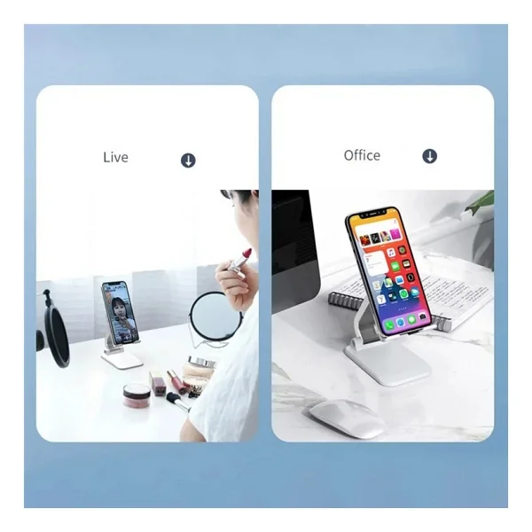 Coverzone Katlanabilir Stant Business Model ABS + Silikon Materyal Tablet Akıllı Telefon Standı Masaüstü Stand Katlanabilir Cep Telefonu Telefon Tutucu Q7-L (Siyah) - Görsel 9