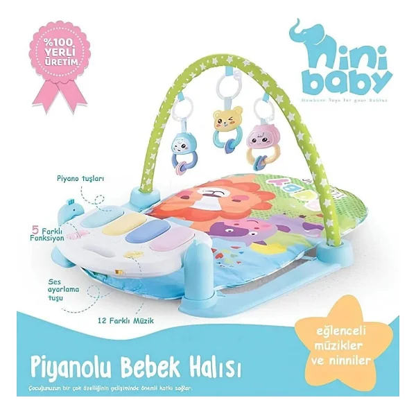 Ninibaby Oyuncak Piyanolu Bebek Halısı - 33 x 43 cm - Renkli - Görsel 4