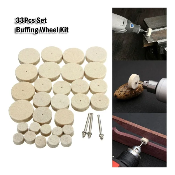 Depolife Polisaj Cila Parlatma Keçesi Yün Keçe Dremel Matkap Ucu 13mm Ve 25mm Toplam 33 Lü Set - Görsel 6