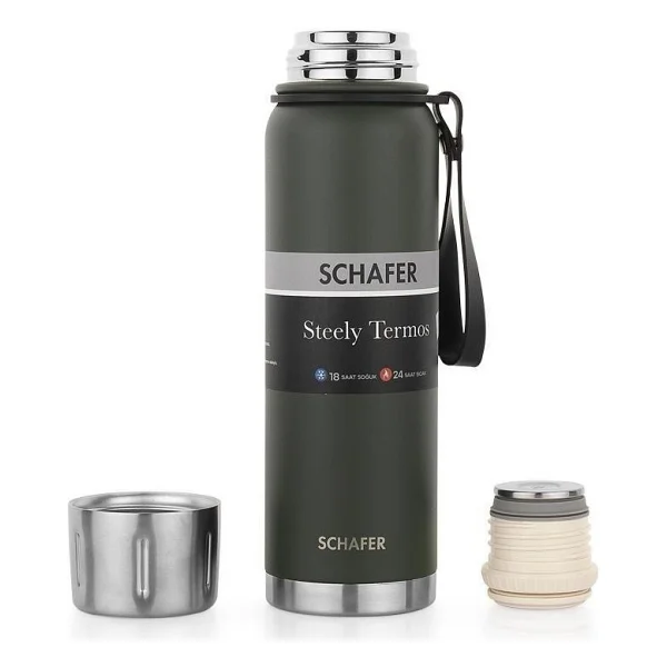 Schafer Steely Yeşil 750 ml Çelik Termos - Görsel 4