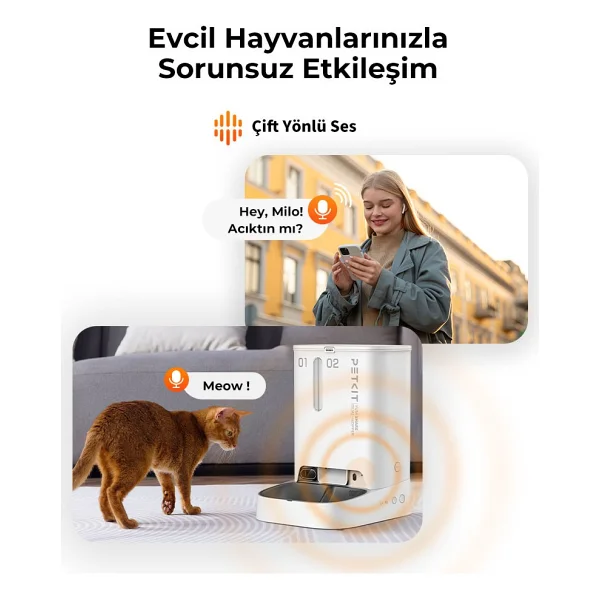 Petkit Yumshare Kameralı Çift Hazneli Akıllı Mama Kabı (Petkit Türkiye Garantili) - Beyaz - Görsel 4