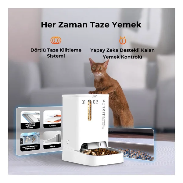 Petkit Yumshare Kameralı Çift Hazneli Akıllı Mama Kabı (Petkit Türkiye Garantili) - Beyaz - Görsel 5