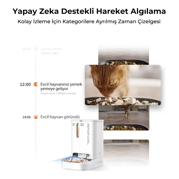 Petkit Yumshare Kameralı Çift Hazneli Akıllı Mama Kabı (Petkit Türkiye Garantili) - Beyaz - Görsel 7
