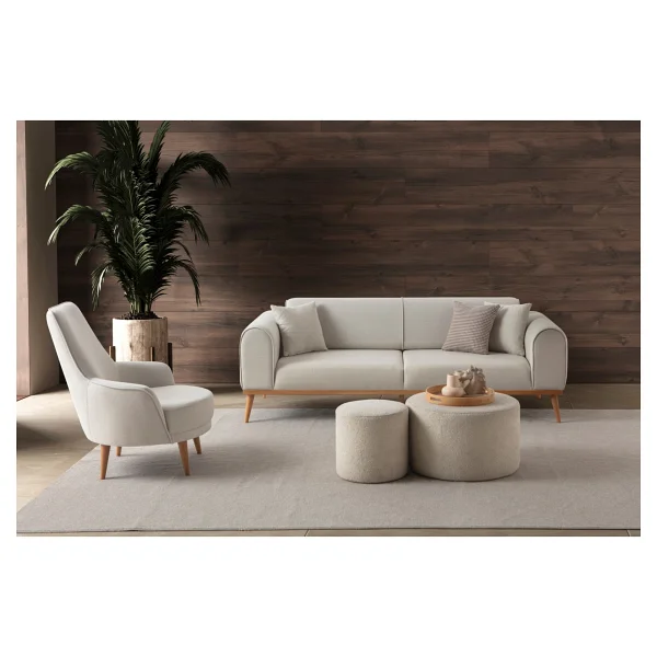 Edsy Home Rebull 3+3+1 Koltuk Takımı Krem Renk - Bej - Görsel 3