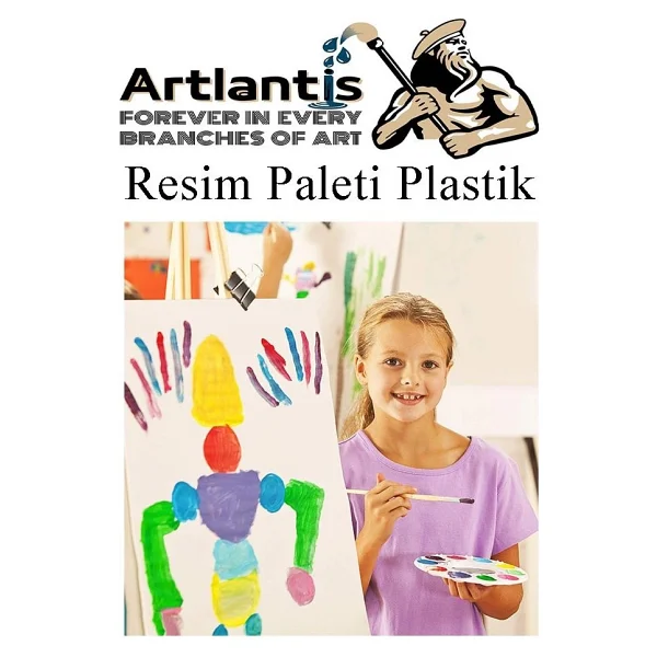 Artlantis Resim Paleti Plastik 3 Adet Godeli Ressam Paleti Boyama Paleti Akrilik Boya Guaj Boya Suluboya - Görsel 2