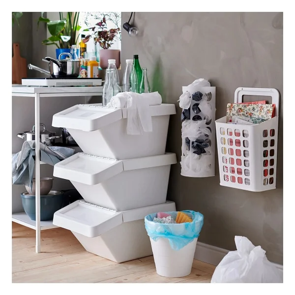 IKEA Beyaz Naylon Poşetlik 45X16X13 cm Ikea Torba Toplayıcı Büyük Boy Plastik Poşet Organizeri - Görsel 3