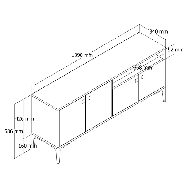 Mezza 1540 Artemıs 139 cm Tv Ünitesi Atlantik Çam - Meşe - Görsel 2