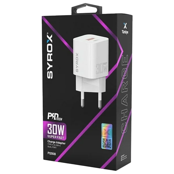 Syrox PDQ30B 30 W Hızlı Şarj Adaptörü - Görsel 2
