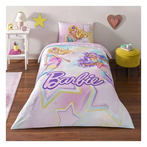 Taç Barbie Mermaid Lisanslı Pamuk Tek Kişilik Nevresim Takımı - Görsel 4