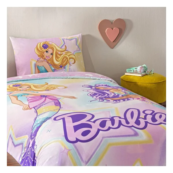 Taç Barbie Mermaid Lisanslı Pamuk Tek Kişilik Nevresim Takımı - Görsel 5
