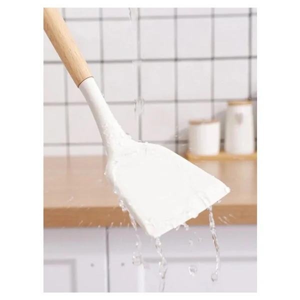 Bambu Saplı Silikon Spatula Kremrengi 1 Adet - Görsel 2