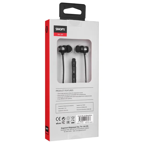 Snopy SN-J01 Siyah-Gümüş Kablolu Kulak İçi Kulaklık - Görsel 3