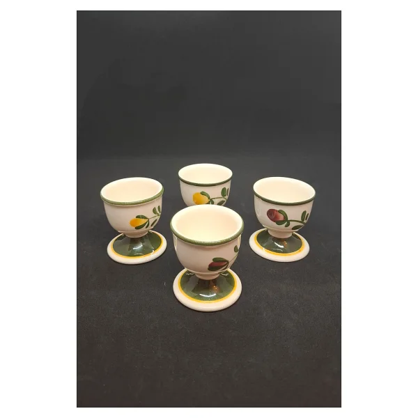 Villeroy & Boch Mettlach El Boyaması Vintage Yumurtalık Çiçekli 1 Adet - Krem - Siyah - Görsel 5