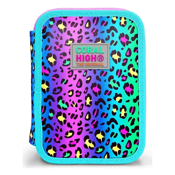 Coral High 11143 Renkli Leopar Desenli Çift Katlı Kalemlik - Görsel 3