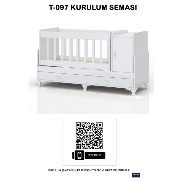 temosan mobilya Uyku Setli, Yataklı, Mdf Korkuluklu, Anne Yanı, Dolaplı, Çekmeceli, Büyüyen Sallanır Beşik - Görsel 4