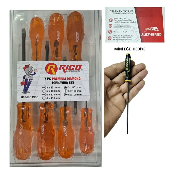 Rico 7 Parça Elmas Uçlu Düz Yıldız Tornavida Seti Premium Diamond - Görsel 2