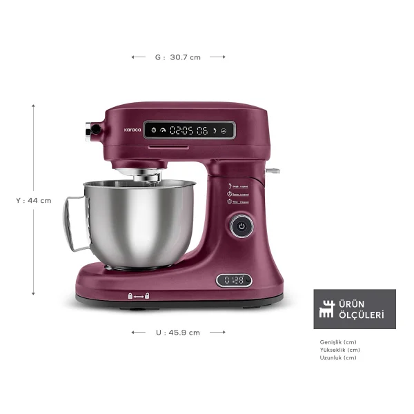 Karaca Pro Artisan 1600 W 5 lt Royal Berry Tartılı Mutfak Şefi - Görsel 2