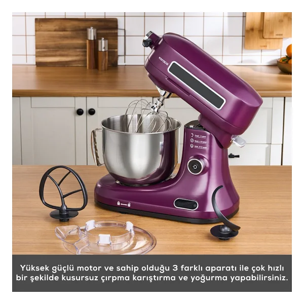 Karaca Pro Artisan 1600 W 5 lt Royal Berry Tartılı Mutfak Şefi - Görsel 3