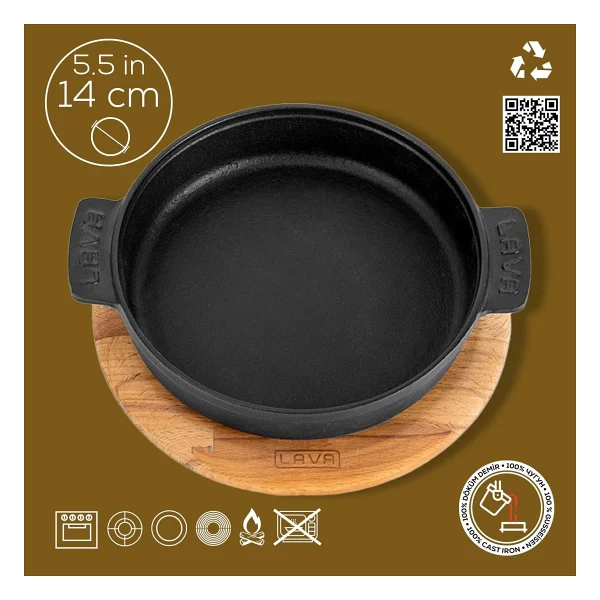 Lava Ahşap Altlıklı 14 cm Döküm Güveç Kabı - Görsel 2