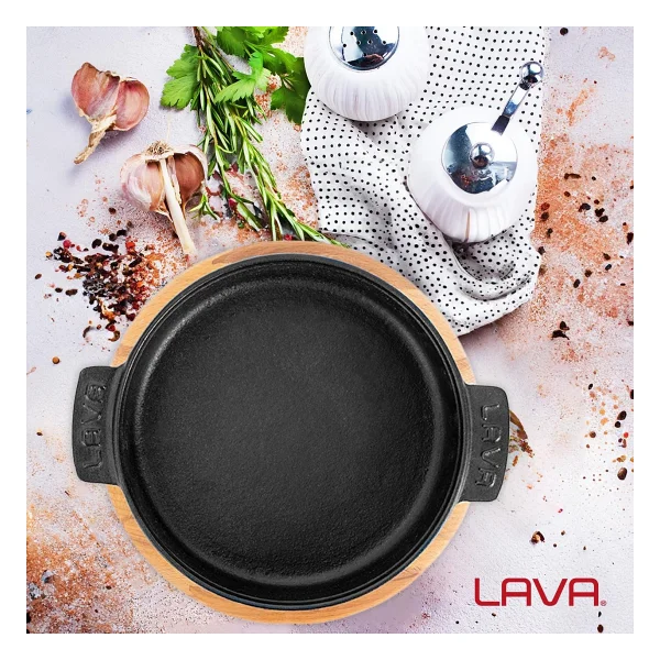 Lava Ahşap Altlıklı 14 cm Döküm Güveç Kabı - Görsel 5