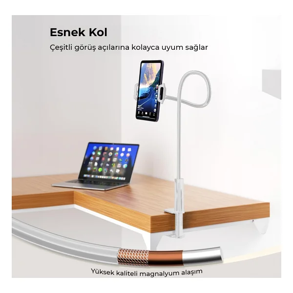 Juo 90 CM Akrobat Esnek Tablet ve Telefon Tutucu Stand Siyah - Görsel 3