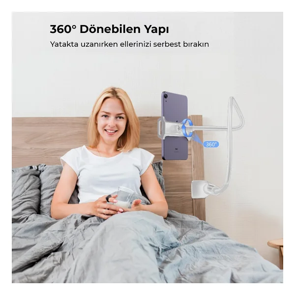 Juo 90 CM Akrobat Esnek Tablet ve Telefon Tutucu Stand Siyah - Görsel 5