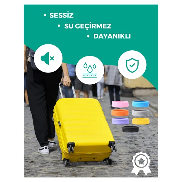 Trink Çanta Silikon Bavul Valiz Tekerlek Koruyucu 8 Adet ( Siyah ) - Görsel 5