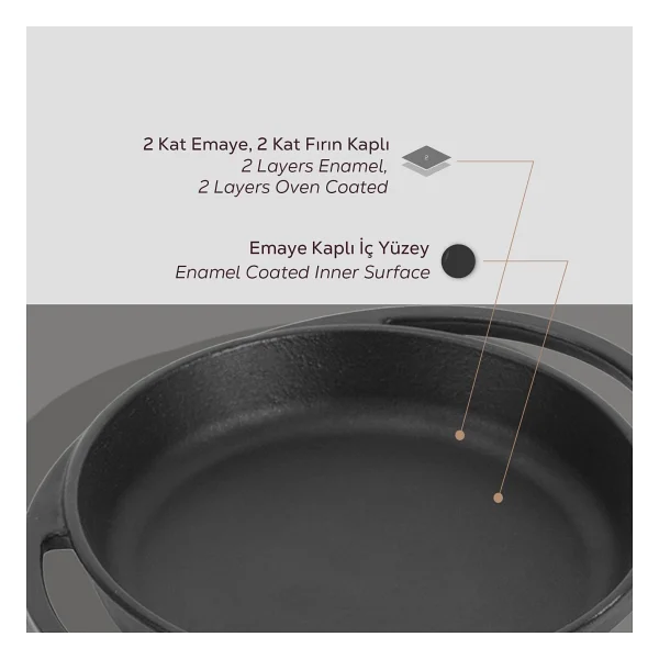Lava Yekpare Kulpu Yuvarlak 12 cm Demir Döküm Sahan - Görsel 6
