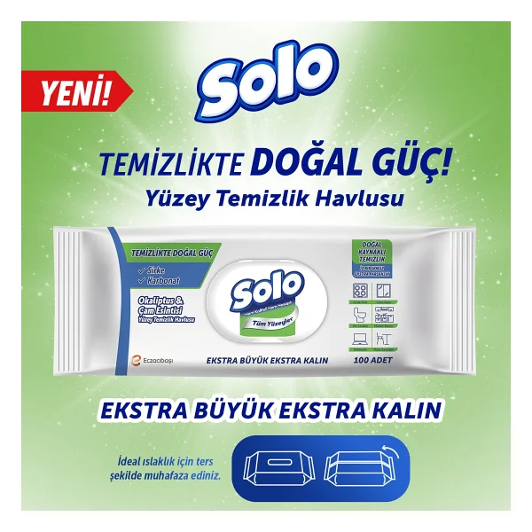 Solo Okaliptus & Çam Esintisi Yüzey Temizlik Havlusu 100 Yaprak - Görsel 2