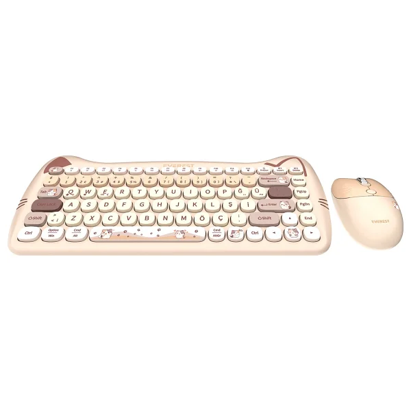 Everest Catty Mini KM-6285 Bej TKL Kablosuz Klavye Mouse Seti - Görsel 2
