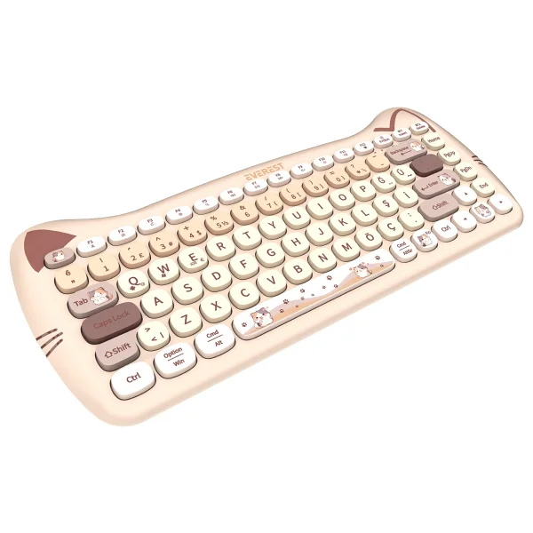 Everest Catty Mini KM-6285 Bej TKL Kablosuz Klavye Mouse Seti - Görsel 3