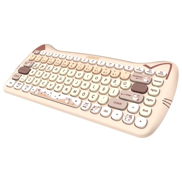 Everest Catty Mini KM-6285 Bej TKL Kablosuz Klavye Mouse Seti - Görsel 4