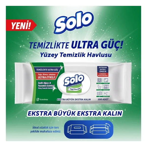 Solo Sedir Ağacı & Yasemin Esintisi Yüzey Temizlik Havlusu 100 Yaprak 12'li - Görsel 2